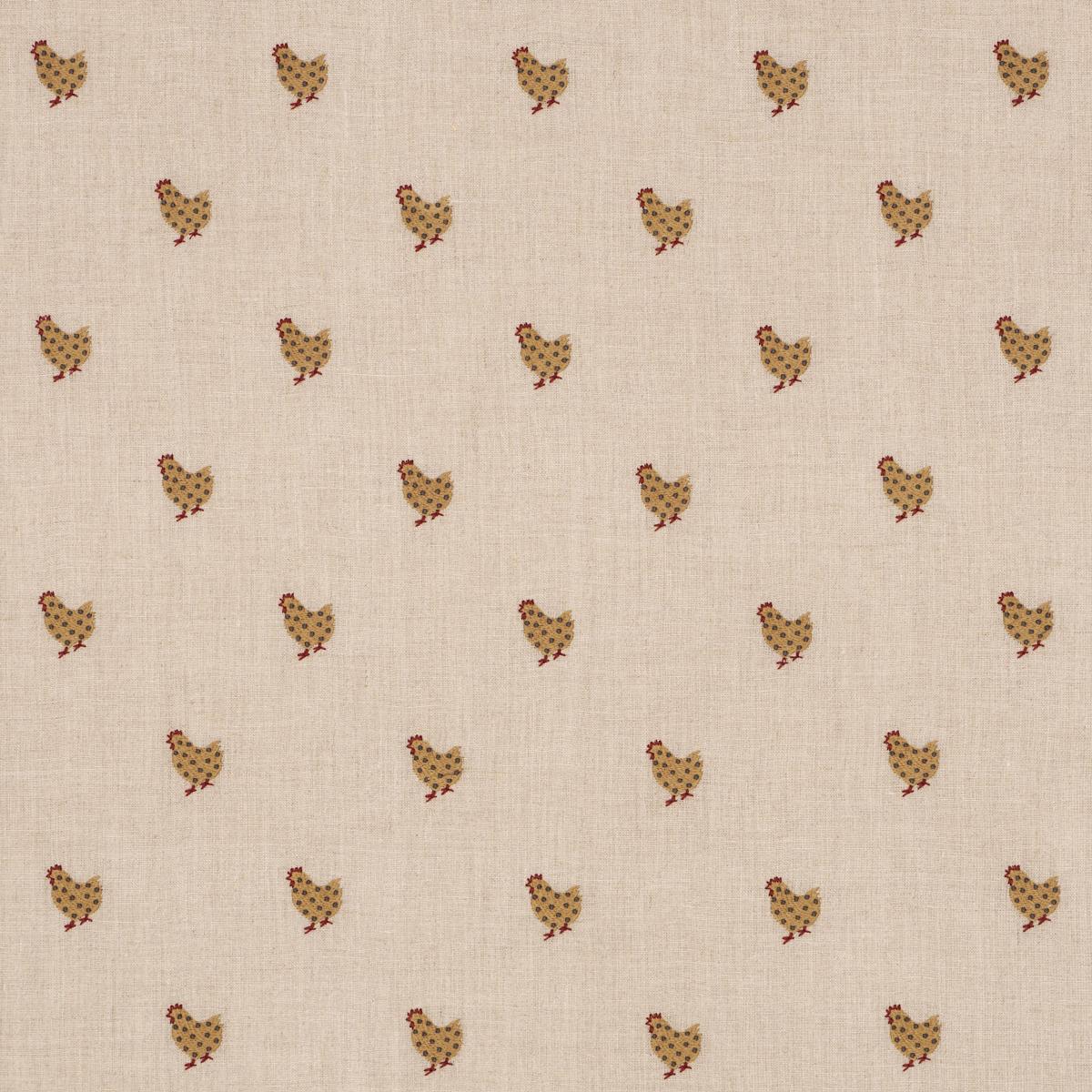 Schumacher Betsy'S Chicken Embroidery Natural Fabric