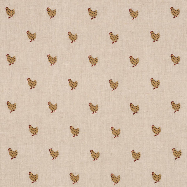Schumacher Betsy'S Chicken Embroidery Natural Fabric