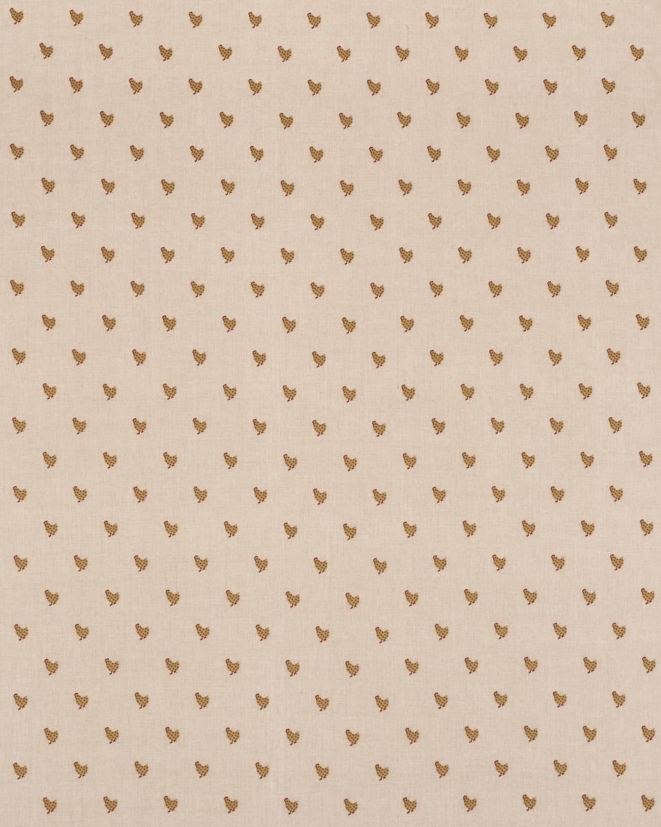 Schumacher Betsy'S Chicken Embroidery Natural Fabric