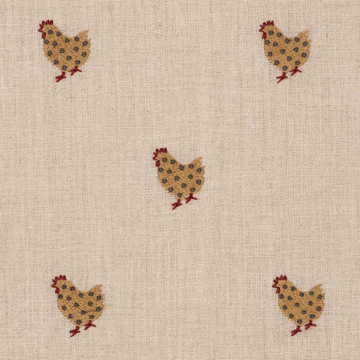 Schumacher Betsy'S Chicken Embroidery Natural Fabric