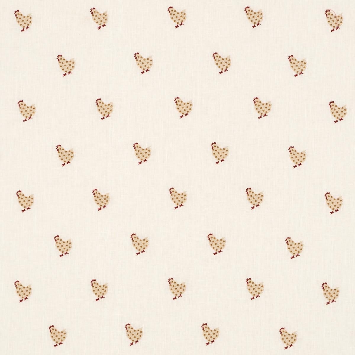 Schumacher Betsy'S Chicken Embroidery Ivory Fabric