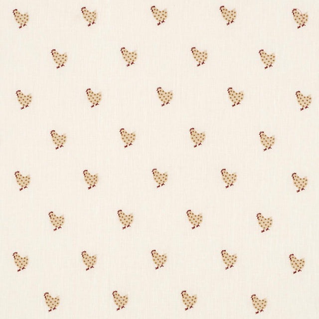 Schumacher Betsy'S Chicken Embroidery Ivory Fabric