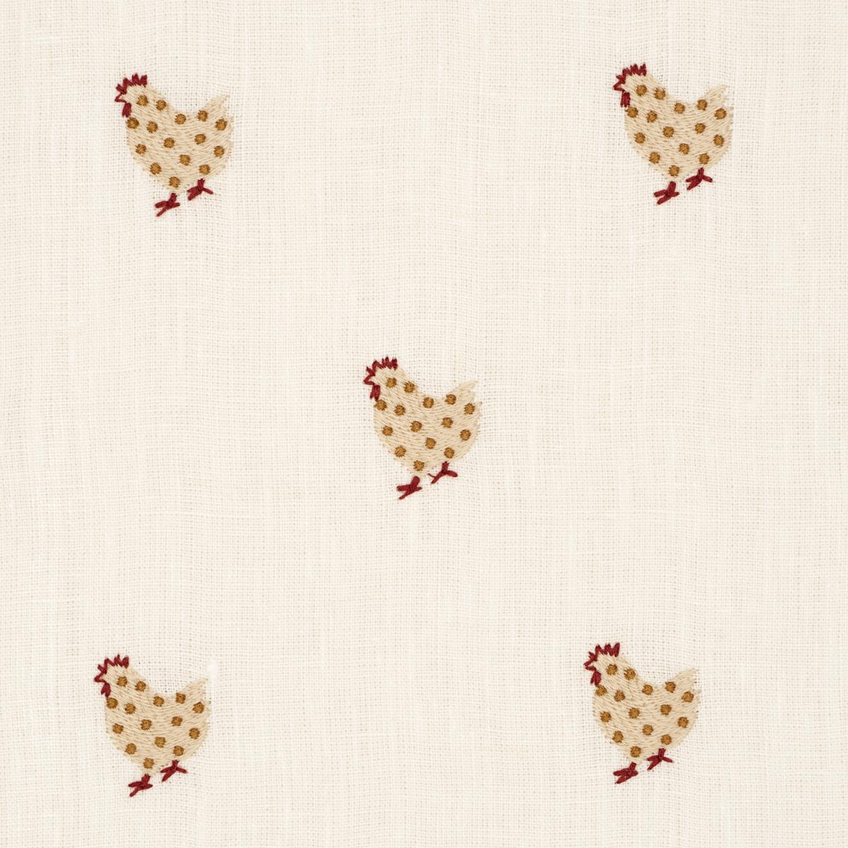 Schumacher Betsy'S Chicken Embroidery Ivory Fabric