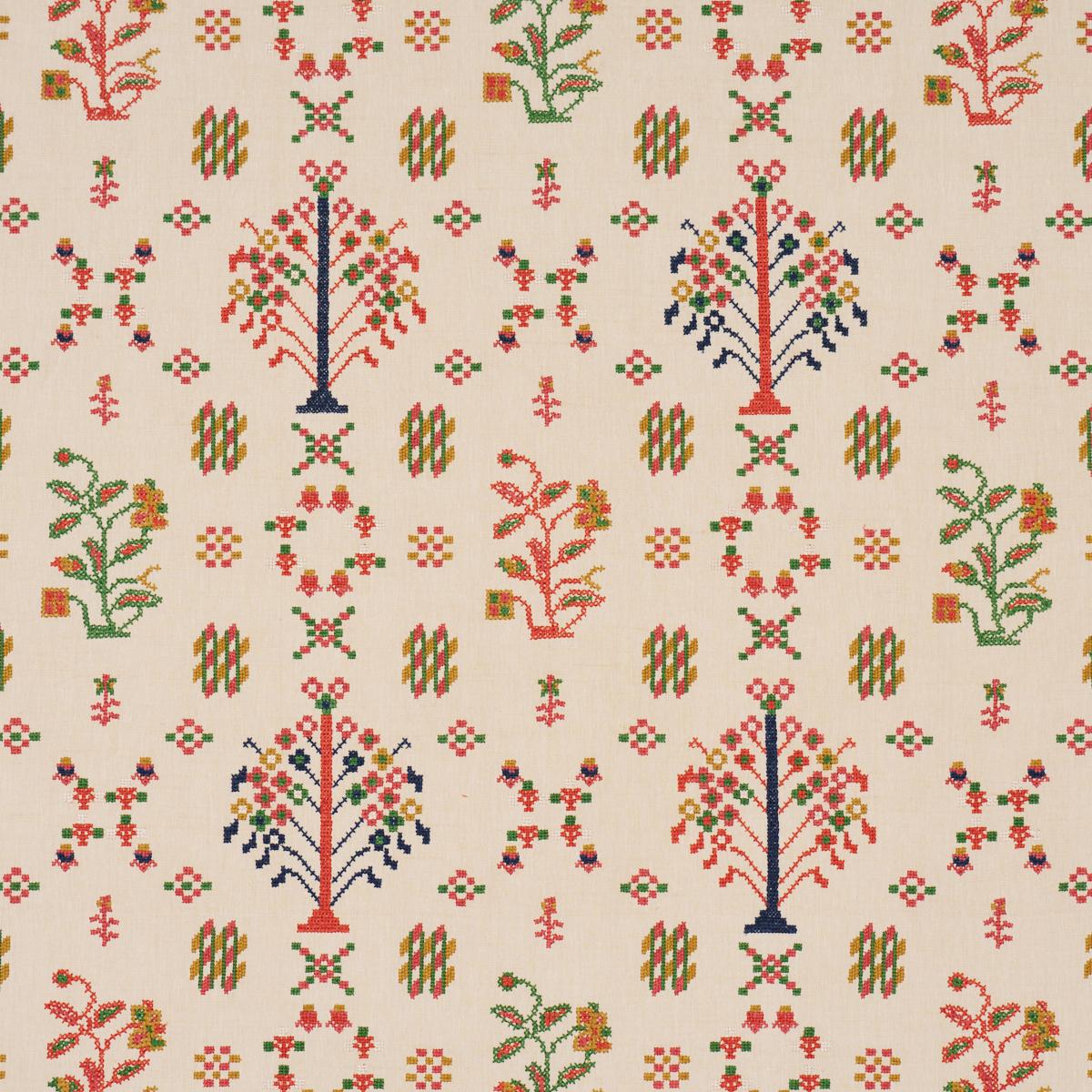 Schumacher Fairview Cross Stitch Embroidery Multi Fabric