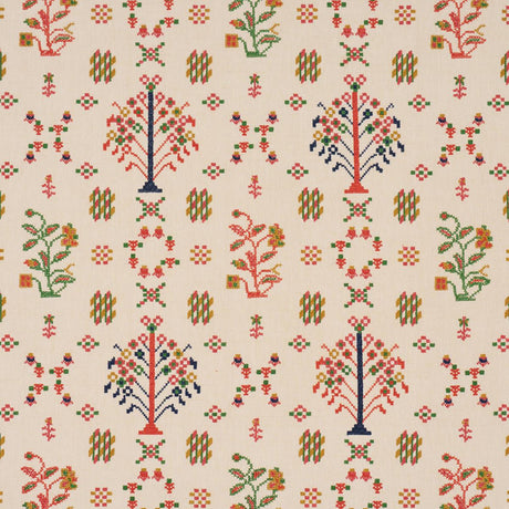 Schumacher Fairview Cross Stitch Embroidery Multi Fabric
