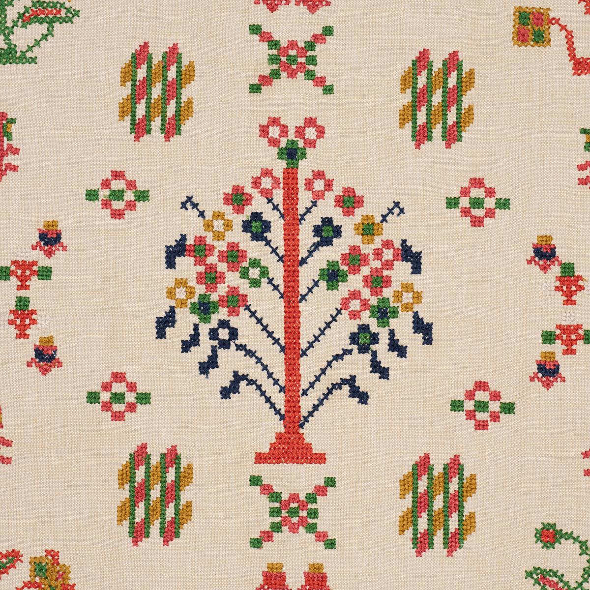 Schumacher Fairview Cross Stitch Embroidery Multi Fabric