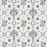 Schumacher Fairview Cross Stitch Embroidery Indigo Fabric