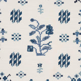 Schumacher Fairview Cross Stitch Embroidery Indigo Fabric