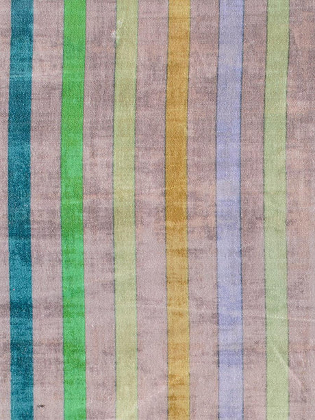 Scalamandre Grand Stripe Printed Velvet Pewter Jewel Fabric