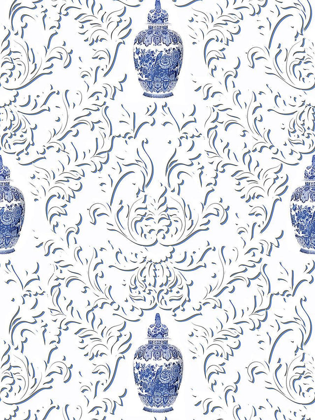 Scalamandre Lion Jar | Sheer Blue Fabric
