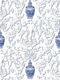 Scalamandre Lion Jar | Sheer Blue Fabric