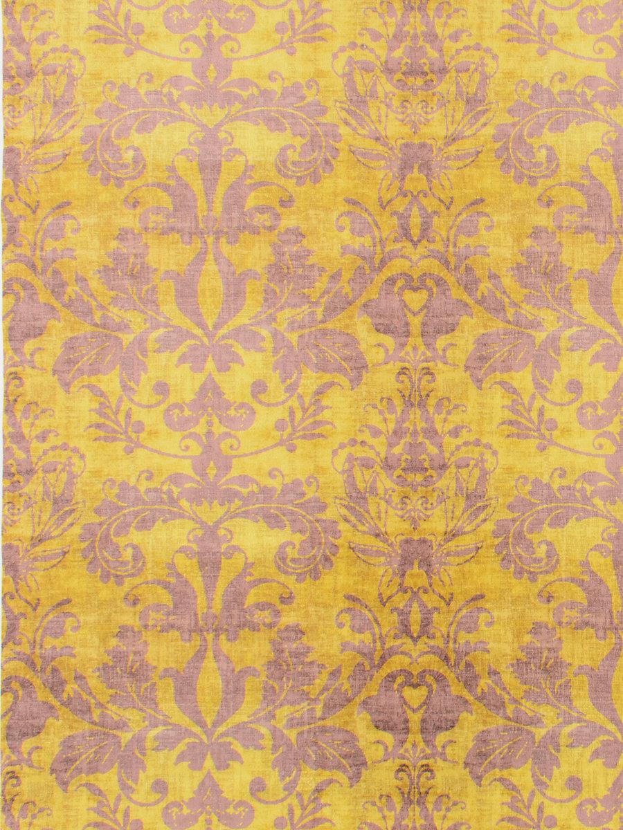 Scalamandre Palace Damask Printed Velvet Citron Fabric
