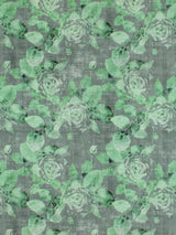 Scalamandre Rose Trellis Printed Velvet Charcoal Green Fabric