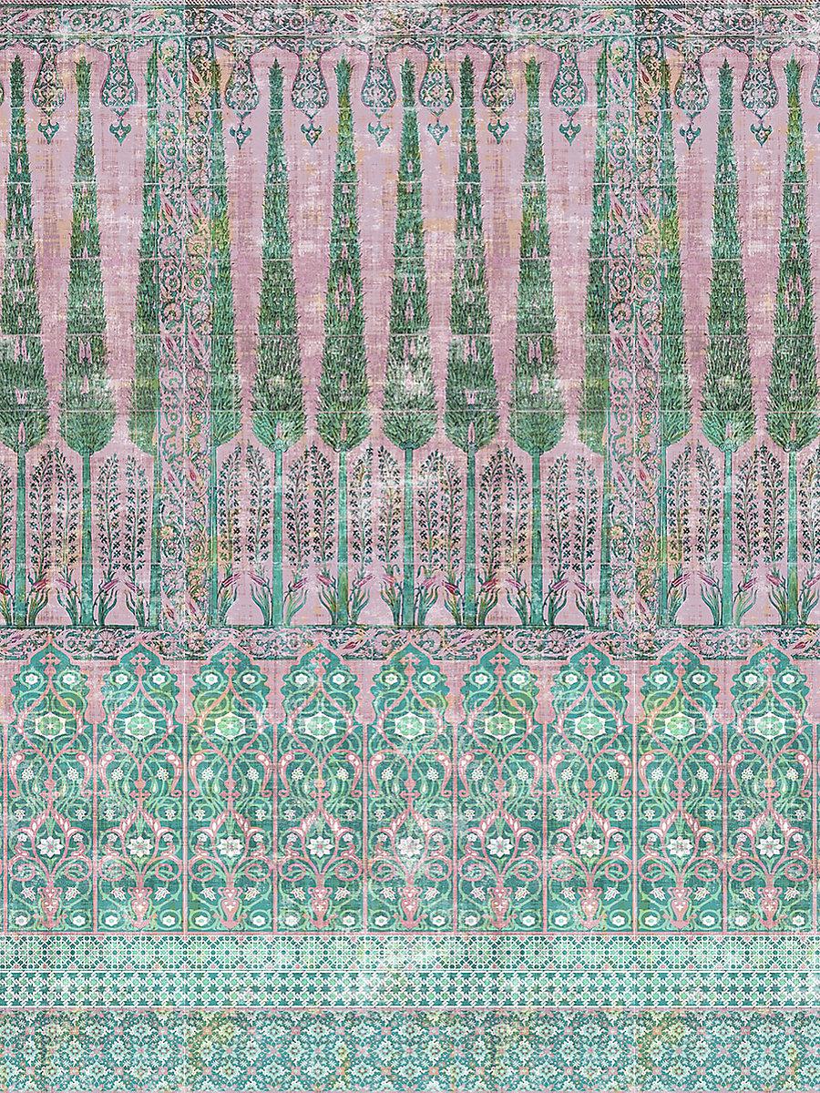 Scalamandre Topkapi Garden Cotton Green Pink Fabric
