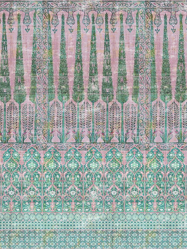 Scalamandre Topkapi Garden Cotton Green Pink Fabric