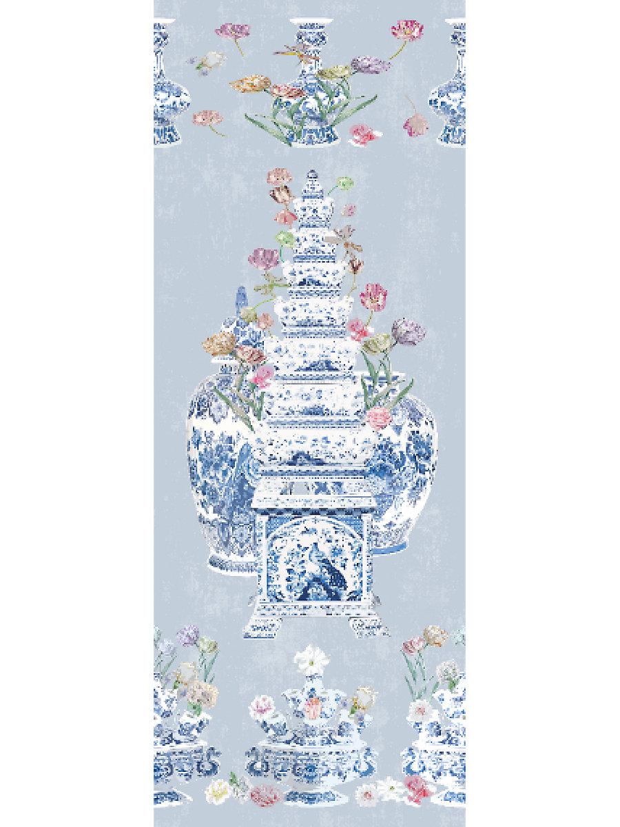 Scalamandre Tulipiere Flowers | Sheer Gray Fabric