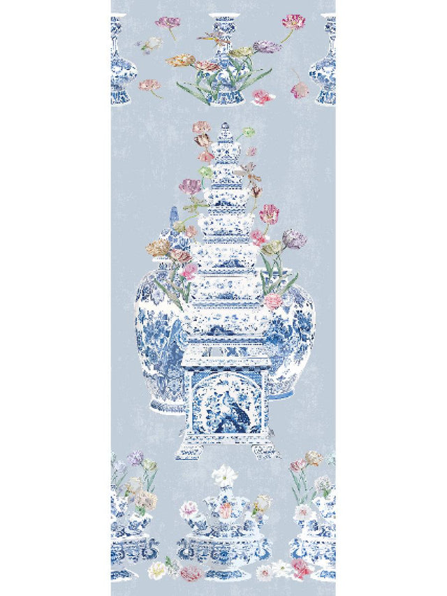 Scalamandre Tulipiere Flowers | Sheer Gray Fabric