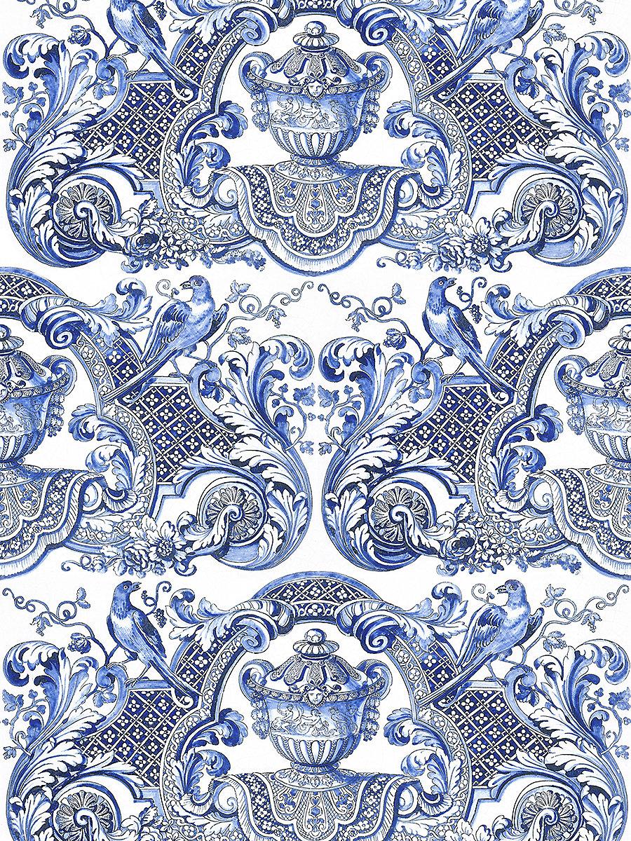 Scalamandre William & Mary Print Blue Fabric
