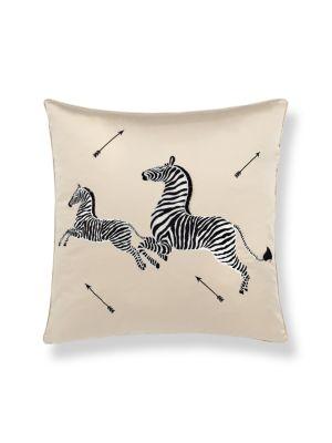 Scalamandre Zebras Embroidered 22 X 22 - Ecru Decorative Pillow