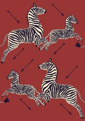 Scalamandre Zebras | Wallpaper | Trimmed Masai Red Wallpaper