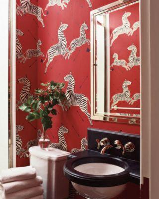 Scalamandre Zebras | Wallpaper | Trimmed Masai Red Wallpaper
