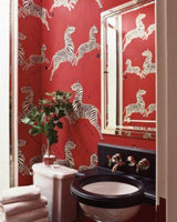 Scalamandre Zebras | Wallpaper | Trimmed Masai Red Wallpaper