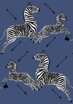 Scalamandre Zebras | Wallpaper | Trimmed Denim Wallpaper