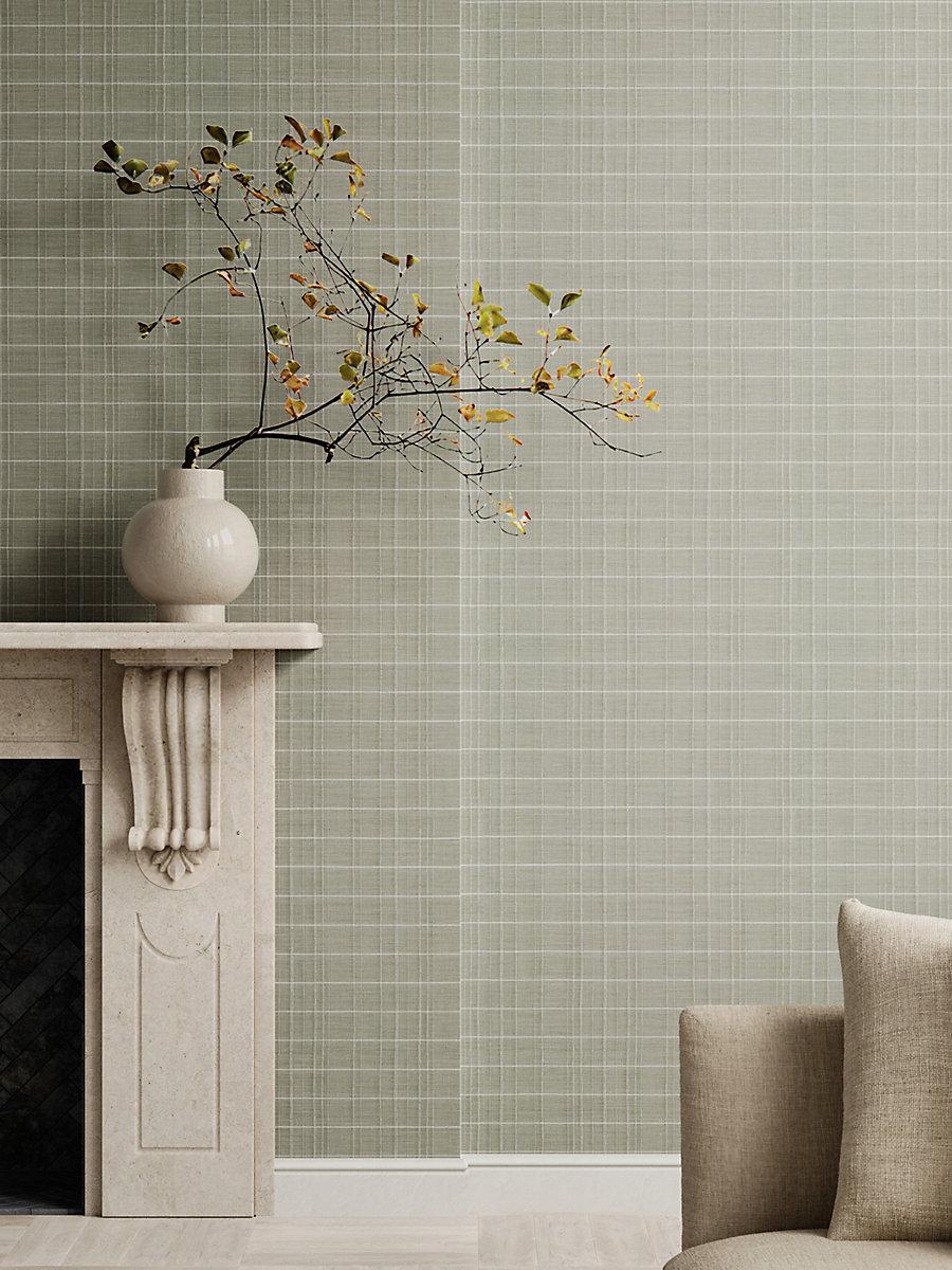 Scalamandre Hardwick Linen Wallcovering Olive Wallpaper