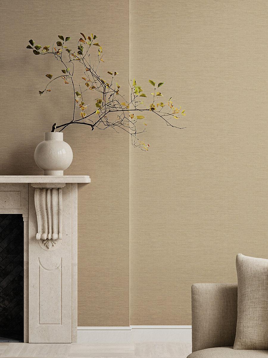 Scalamandre Ripley Linen Wallcovering Golden Taupe Wallpaper