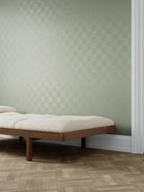 Scalamandre Checkmate Wallcovering Silver Seafoam Wallpaper