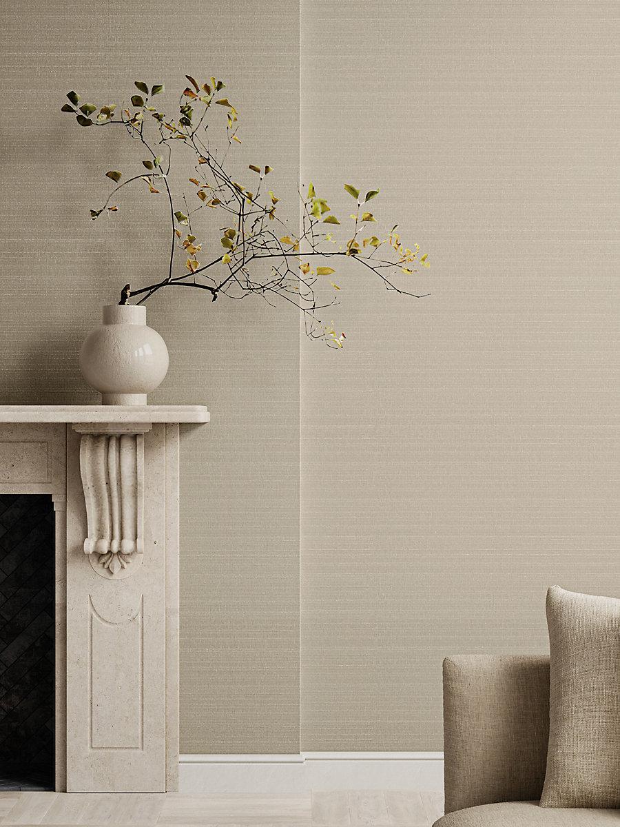 Scalamandre Linea Metallic Wallcovering Taupe Wallpaper