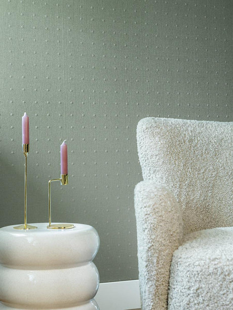 Scalamandre Flocked Point Wallcovering Olive Wallpaper