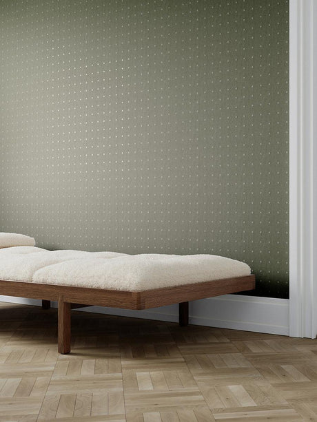 Scalamandre Flocked Point Wallcovering Olive Wallpaper