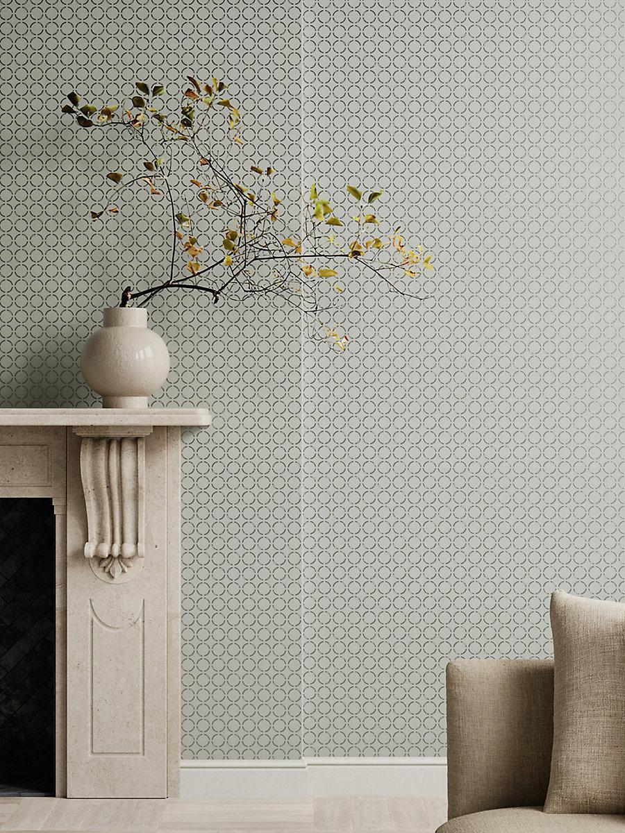 Scalamandre Caster Printed Wallcovering Silver Sage Wallpaper