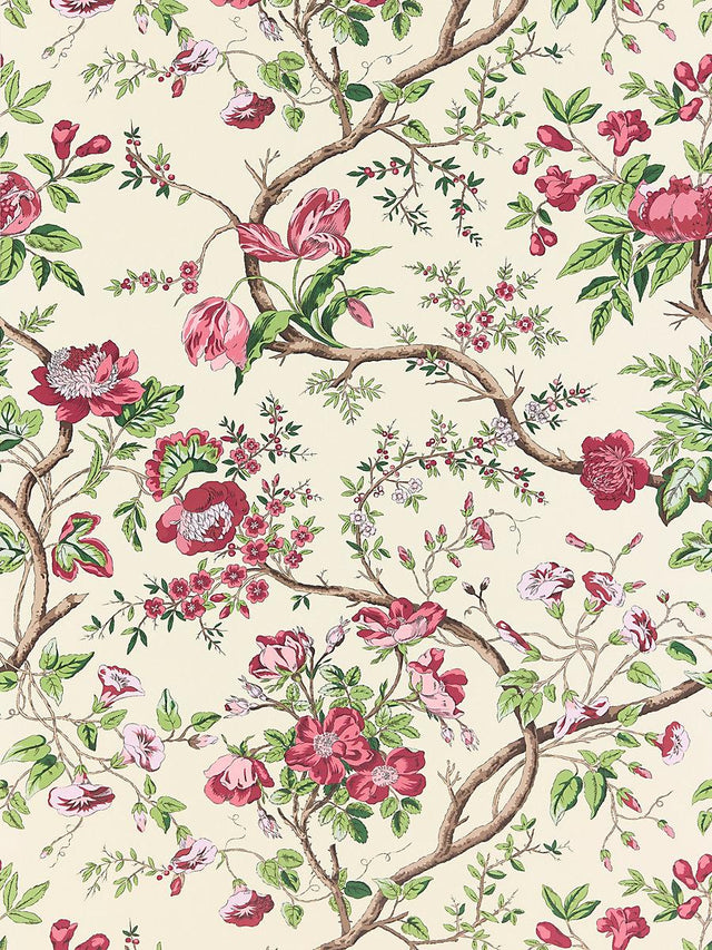 Scalamandre Persephone Wallcovering Heirloom Rose Wallpaper