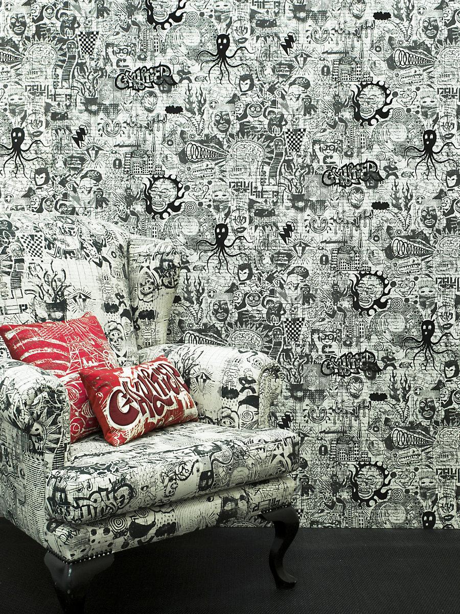 Scalamandre Ernest Noir Wallpaper