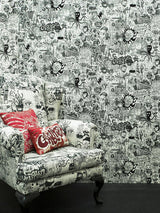 Scalamandre Ernest Noir Wallpaper