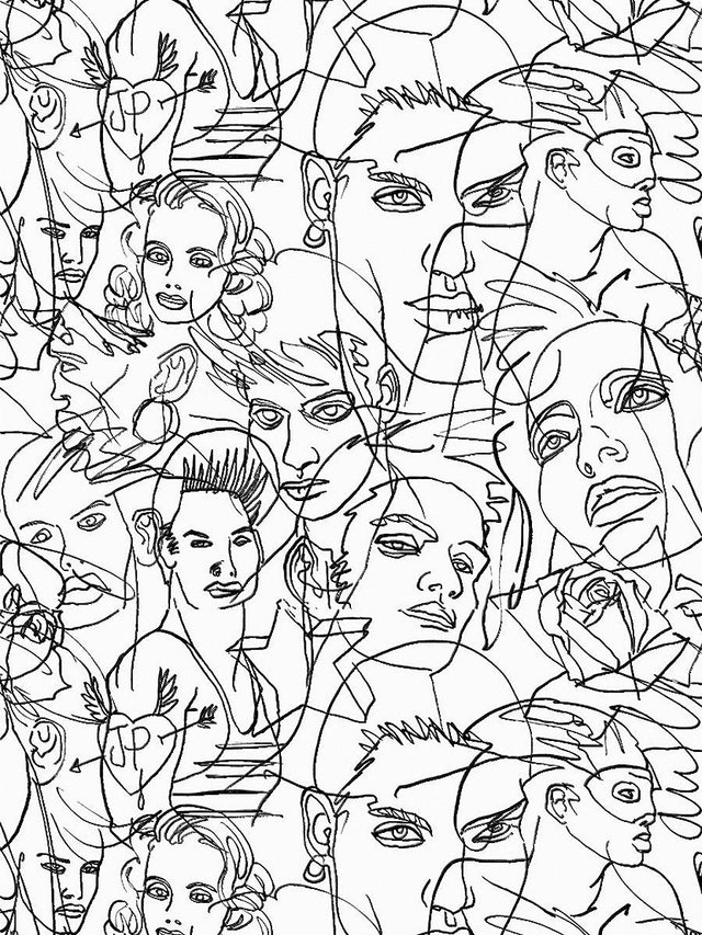 Scalamandre Croquis Ecru / Noir Wallpaper