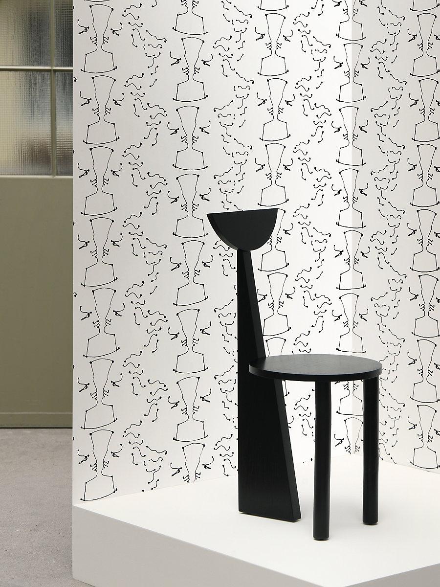 Scalamandre Tete A Tete Ivoire Noir Wallpaper