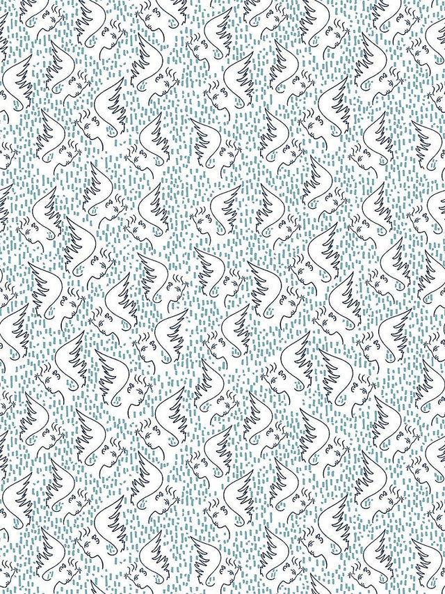 Scalamandre Figure D'Ange Bleu Wallpaper