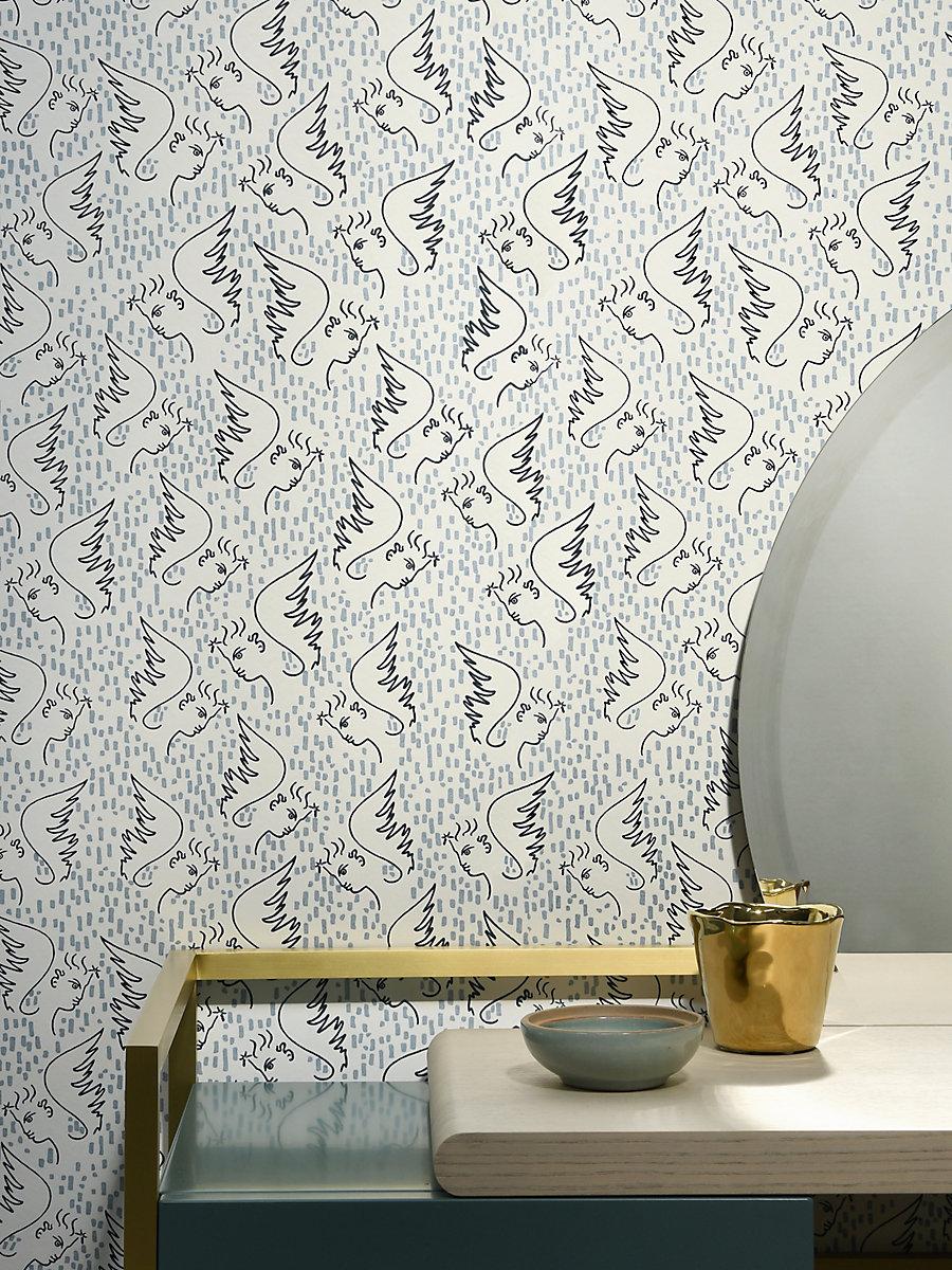 Scalamandre Figure D'Ange Bleu Wallpaper