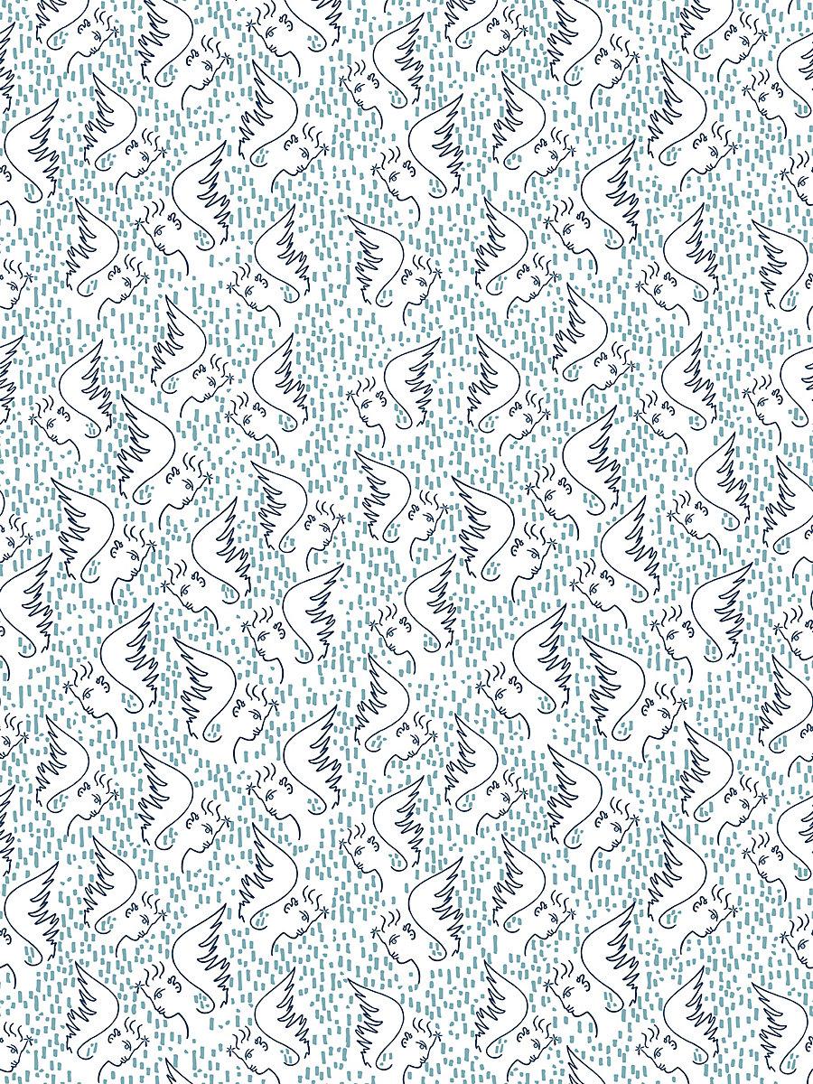 Scalamandre Figure D'Ange Bleu Wallpaper