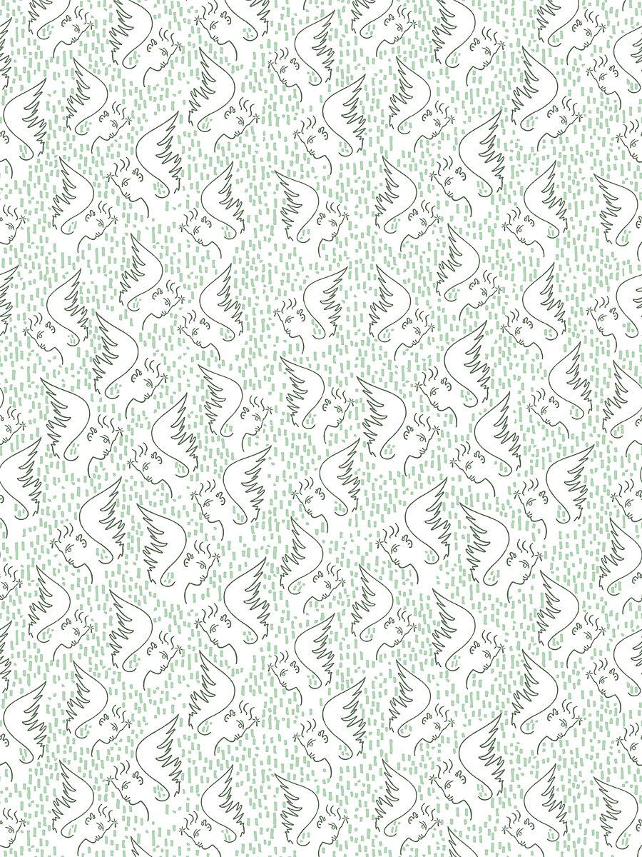 Scalamandre Figure D'Ange Celadon Wallpaper