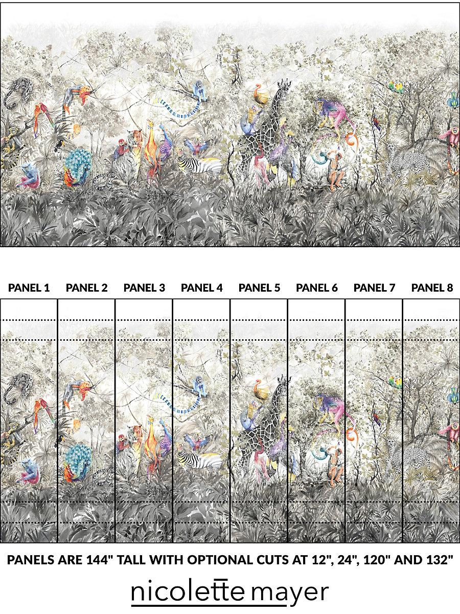 Scalamandre Arcadia Mural | 8 Panel Set Multicolor Wallpaper