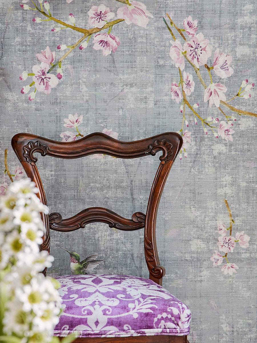 Scalamandre Blossom Fantasia Charcoal Wallpaper