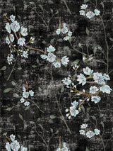 Scalamandre Blossom Fantasia Black Blue Wallpaper
