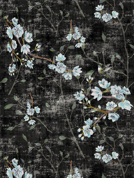 Scalamandre Blossom Fantasia Black Blue Wallpaper