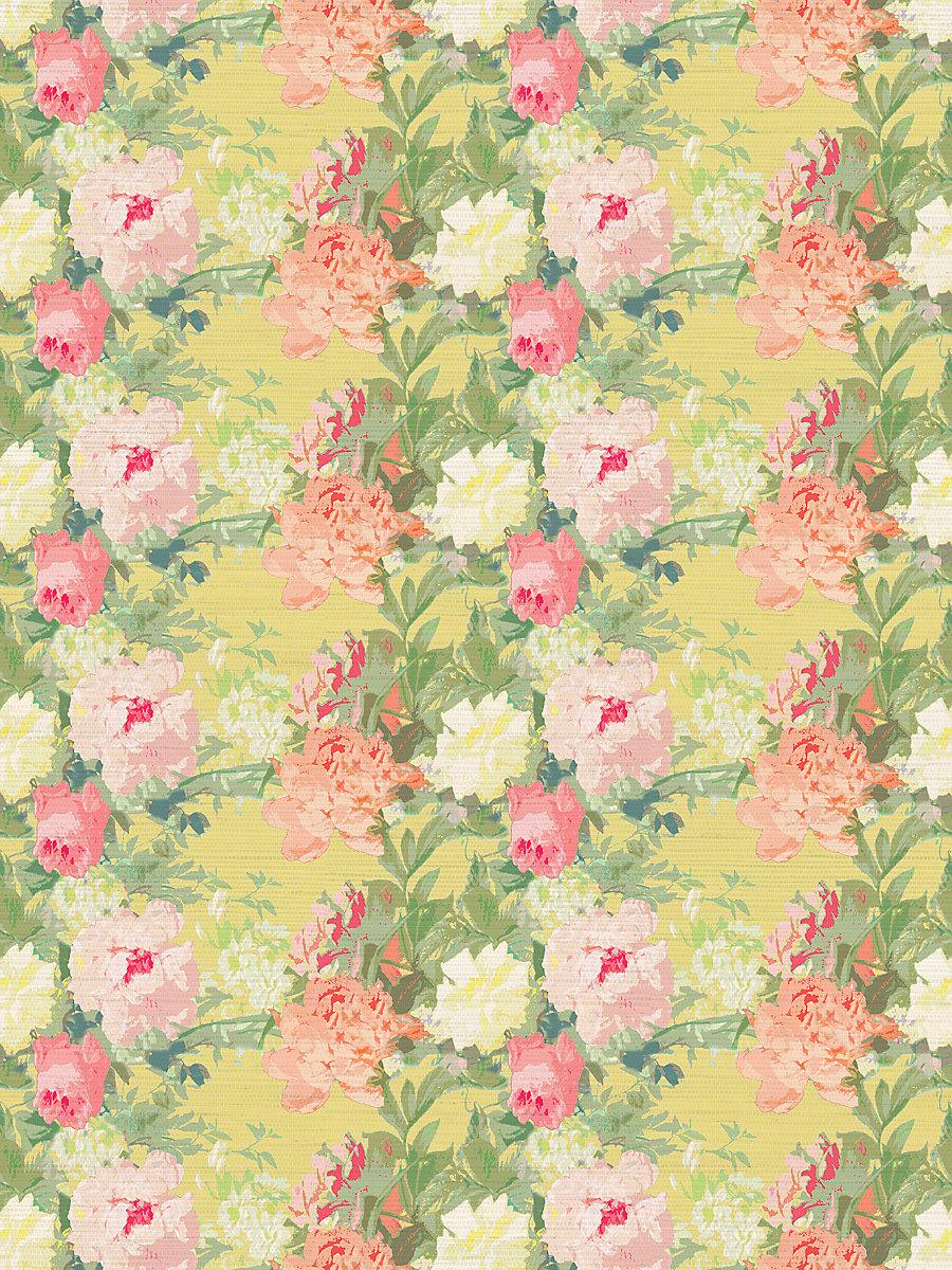 Scalamandre Les Fleurs Lemon Wallpaper