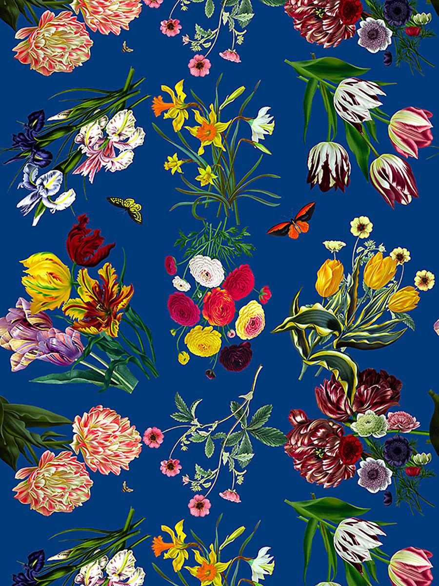 Scalamandre Flora & Fauna Blue Wallpaper