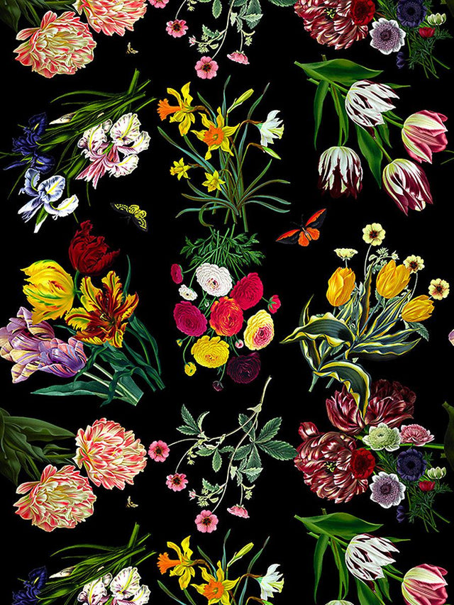 Scalamandre Flora & Fauna Black Wallpaper